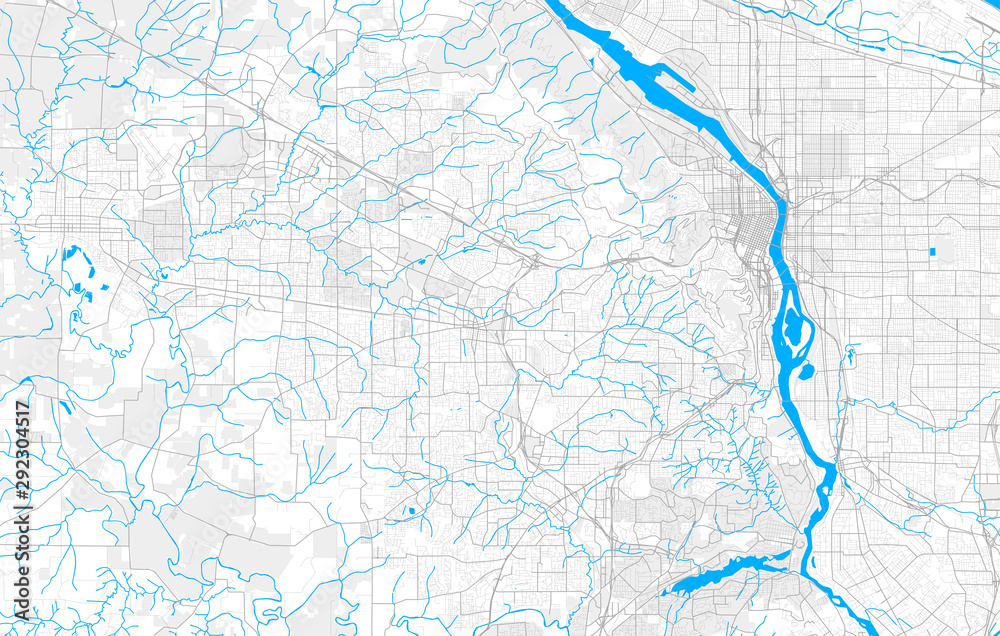 Rich detailed vector map of Beaverton, Oregon, USA