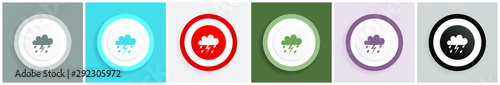 Storm icon set, colorful flat design vector illustrations in 6 options for web design and mobile applications