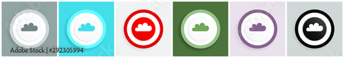 Cloud icon set, colorful flat design vector illustrations in 6 options for web design and mobile applications