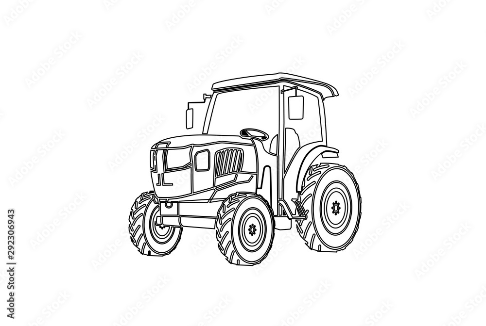 Tractor graphic line art illustration farm agriculture logo design ...