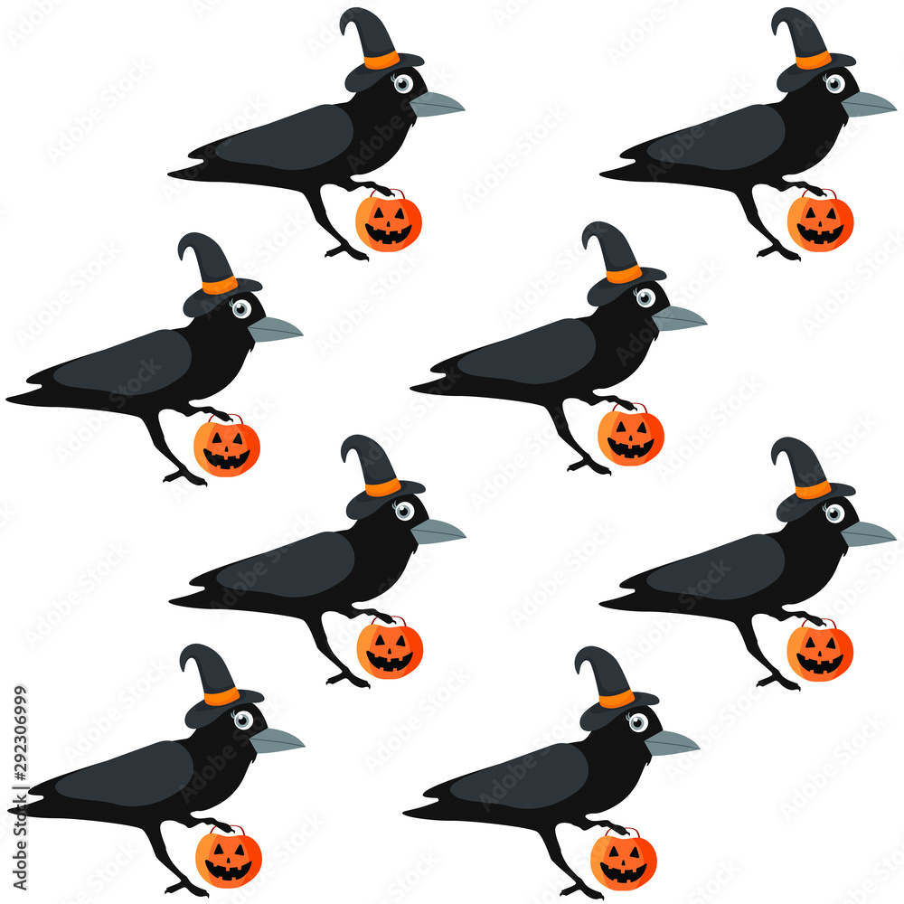 Obraz premium Art, Crow, bird, vector illustration