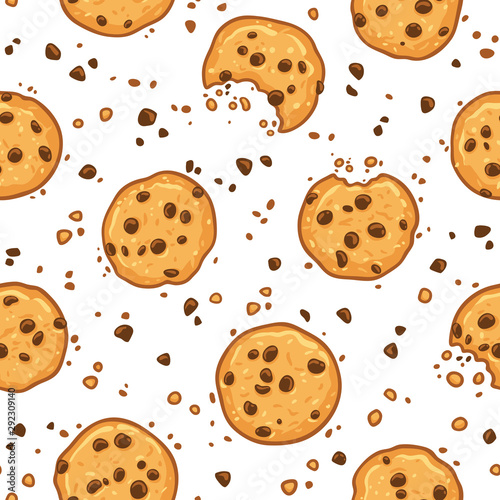 Print op canvas Cookies with chocolate chips seamless pattern