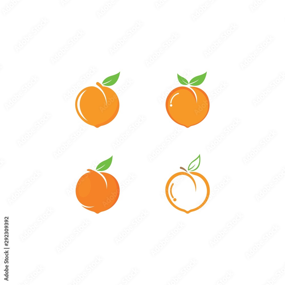 Set of peach fruit logo vector icon concept illustration design Set of peach fruit logo vector icon concept illustration design