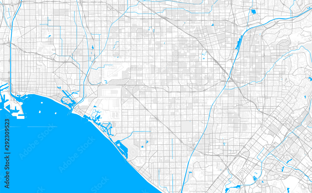 Rich detailed vector map of Westminster, California, USA