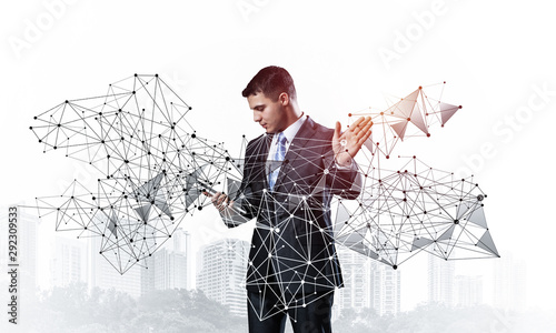 Man in business suit on white background