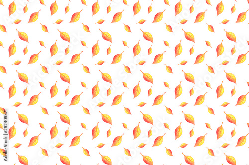Seamless pattern watercolor foliage on white background.