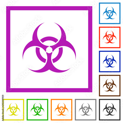 Biohazard sign flat framed icons