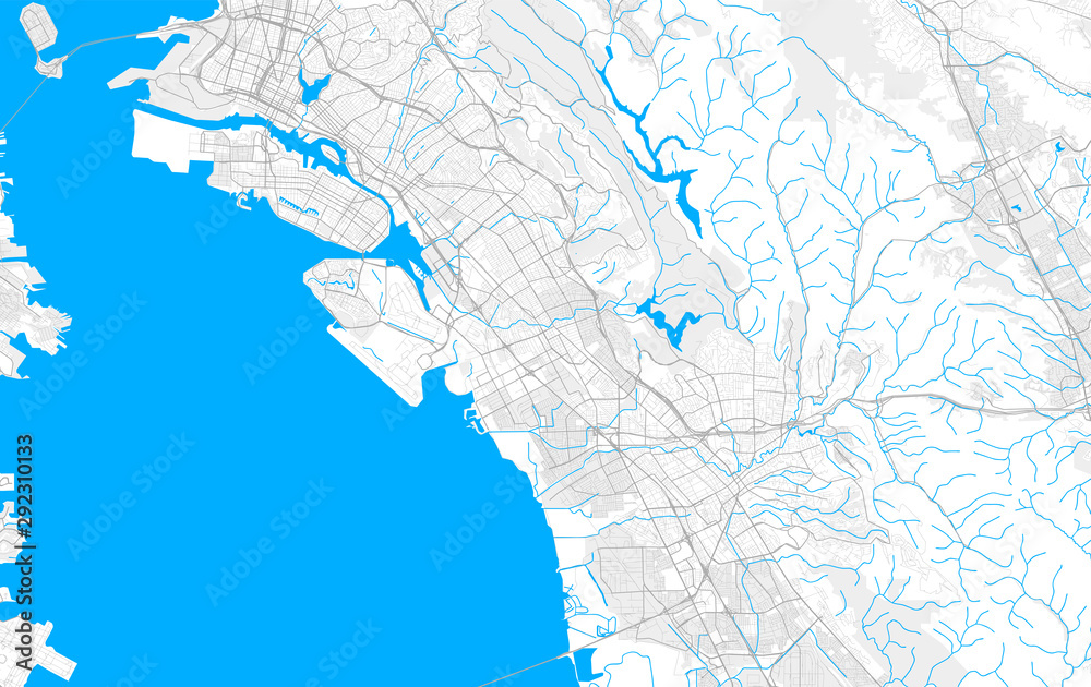 Obraz premium Rich detailed vector map of San Leandro, California, USA