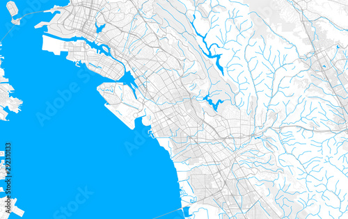 Rich detailed vector map of San Leandro, California, USA