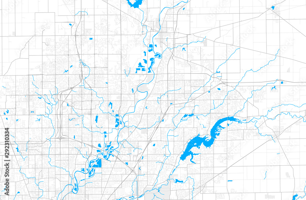 Rich detailed vector map of Fishers, Indiana, USA