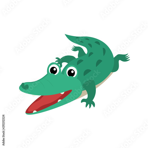 Cute crocodile cartoon illustration on white background