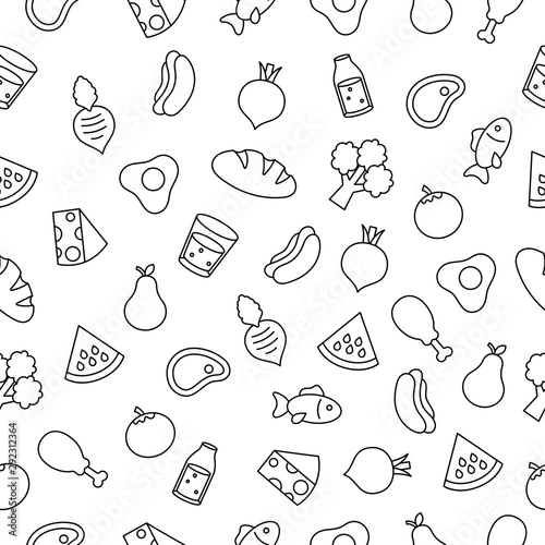 food fruit vegetable seamless background template fun icon vector illustration