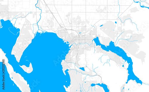 Rich detailed vector map of Bellingham, Washington, USA