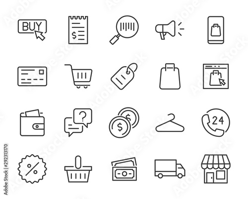 set of shopping online icons, sale, store, customer, bag, cart, ecommerce