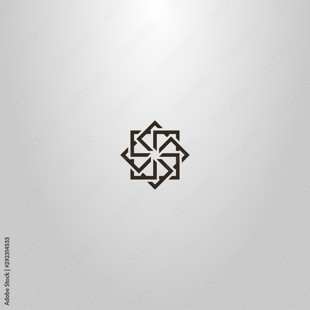 black and white simple vector line art outline sign of star of several squares