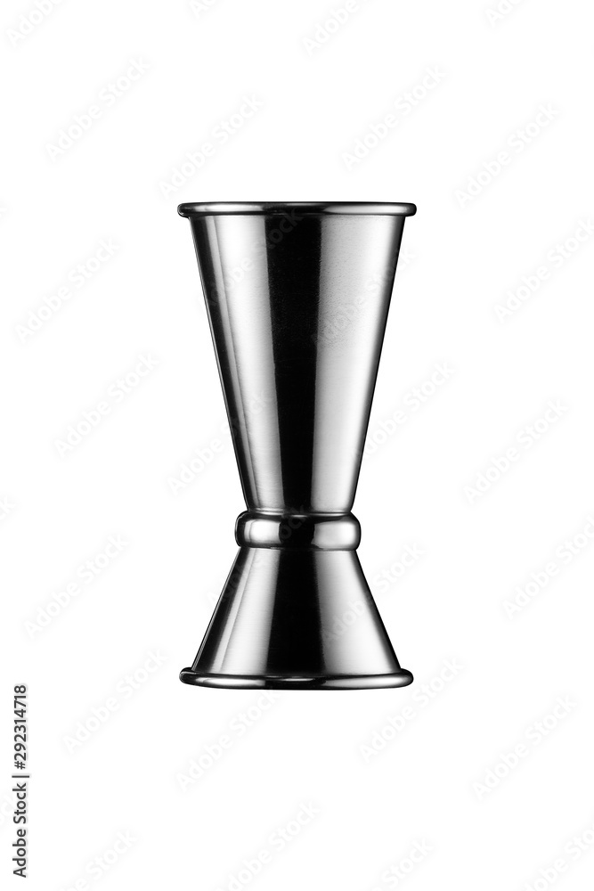 Stainless steel jigger isolated on white Stainless steel jigger isolated on white