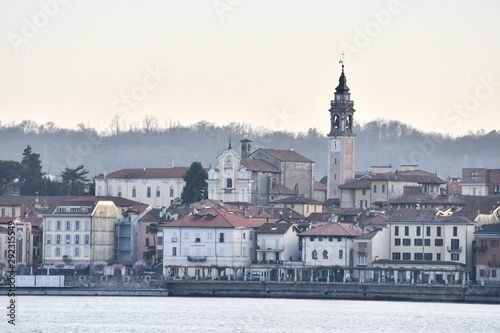 view of the city oleggio angera bergamo north italy photo