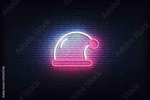Santa Hat neon icon. Glowing Christmas winter holiday icon sign