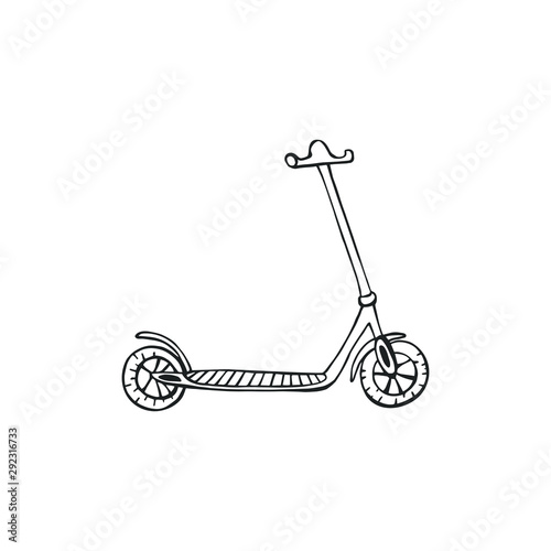cartoon  electric scooter. eps10 vector illustration. hand drawing. art line