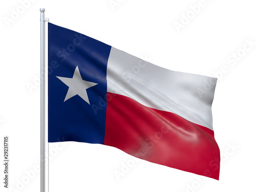 Free Download Texas (U.S. state) flag waving on white background, close up, isolated. 3D render - GFXLoad