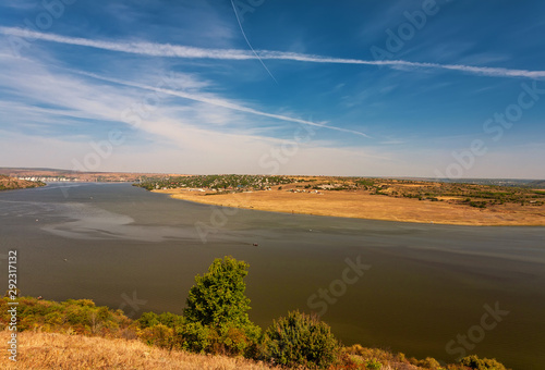 Beautiful autumn landscape with a river in the early morning, The Dniester river in Moldova near the village of Molovata © Igor Syrbu