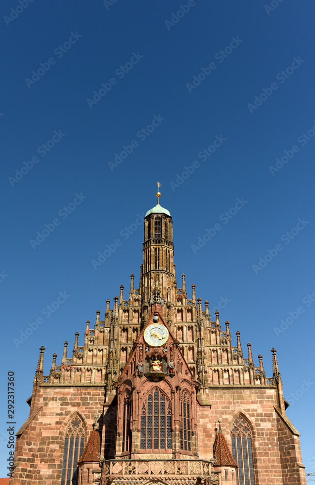 The Our Lady's church (Frauenkirche) at the Nürnberg Hauptmarkt (central square) in Nuremberg, Germany.