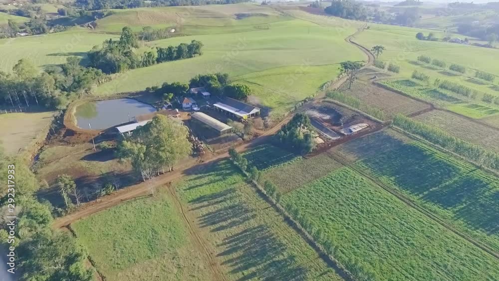 flying over large planting area on the farm, aerial flying over large planting area on the farm, aerial