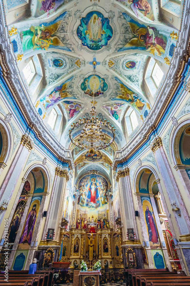 Interior of cathedral in Ternopil city, former Dominican Church, Ukraine