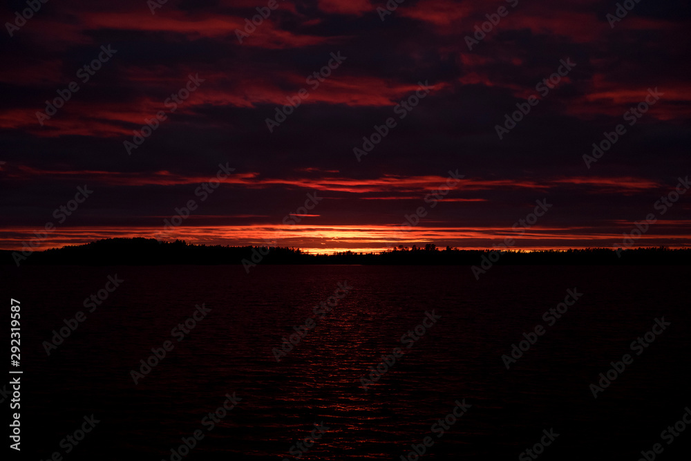 Red sunset over lake Red sunset over lake