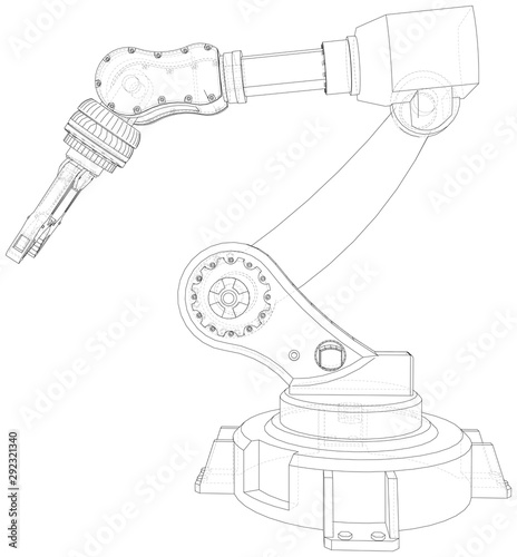 Robot hand. EPS10 format. Wire-frame Vector created of 3d.