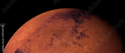 Fototapeta Naklejka Na Ścianę i Meble -  Satellite oribiting Mars. Shot from Space. Extremely detailed and realistic high resolution 3D illustration. Elements of this image are furnished by NASA
