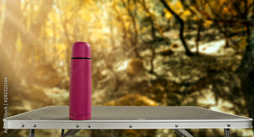 Autumn thermos and free space for your decoration. Autumn thermos and free space for your decoration.