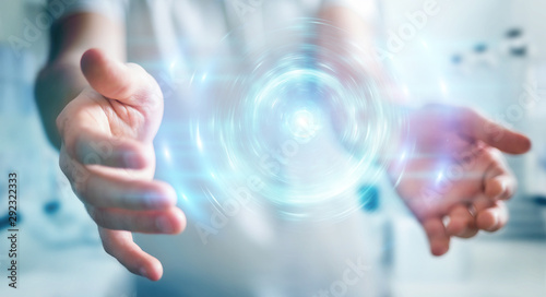 Fotografi Businessman creating new futuristic energy power source 3D rendering