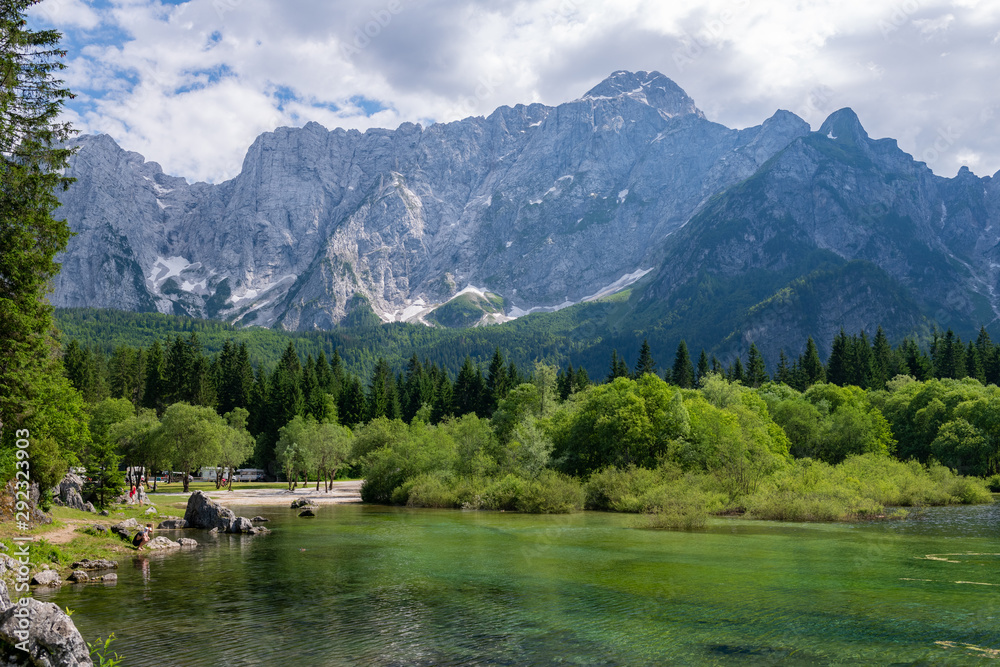 Beautiful landscape of Jasna lake, the small turquoise lake with background of mountain.