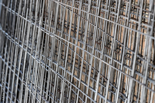 Background metal lattice grid closeup. 