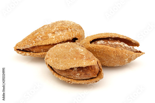 Shelled roasted almonds with salt.