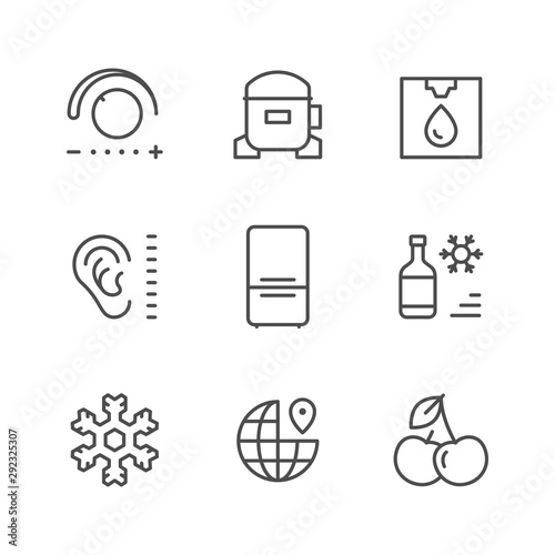 Set line icons of fridge