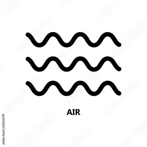 Ornamental symbol of nature element, black icon. Air(wind). Vector illustration on white background.