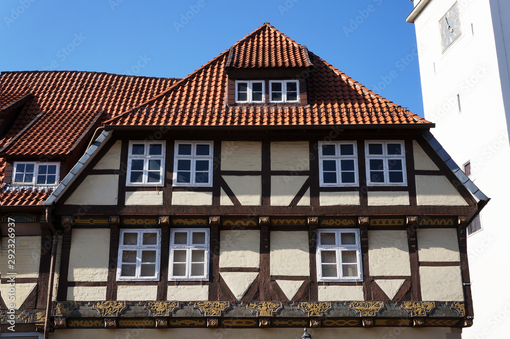 Old medieval building in the Weser Renaissance style in Celle, Germany. Old medieval building in the Weser Renaissance style in Celle, Germany.