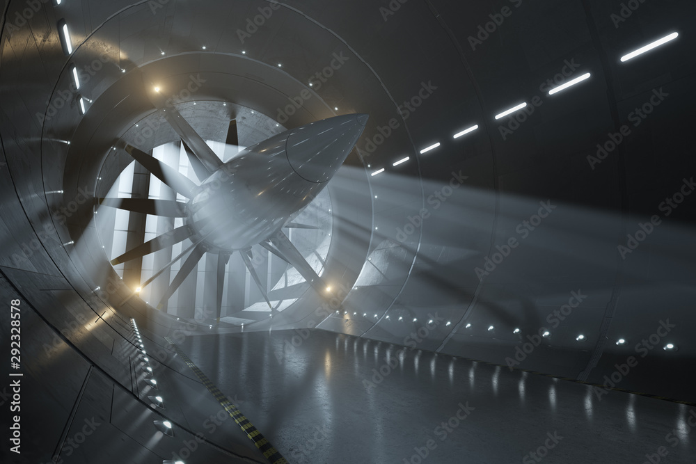 © Viaframe - Wind tunnel with light rays