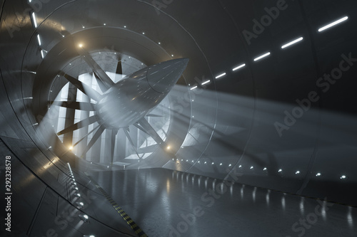Wind tunnel with light rays photo