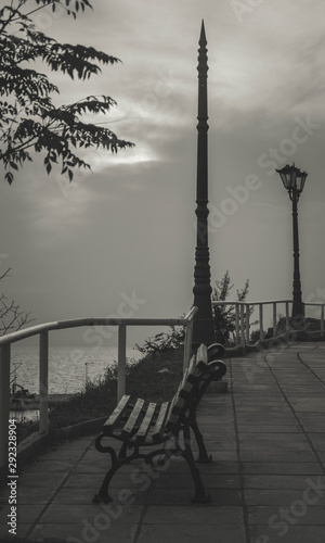 Monochrome sunset in Kallithea, Greece