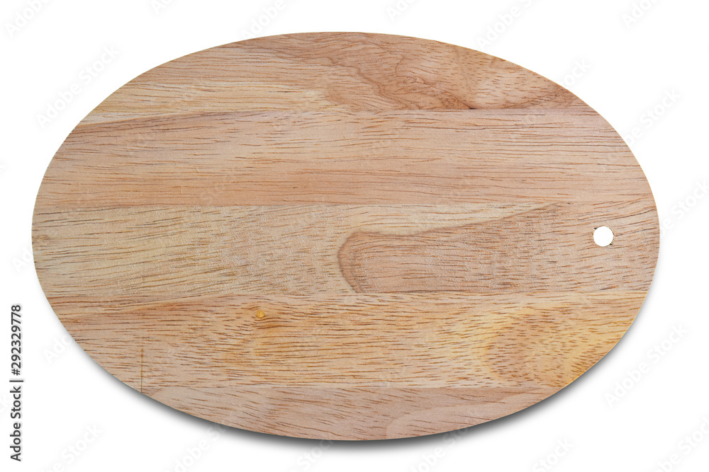 Wood cutting board isolated on white background. Wooden oval Wood cutting board isolated on white background. Wooden oval