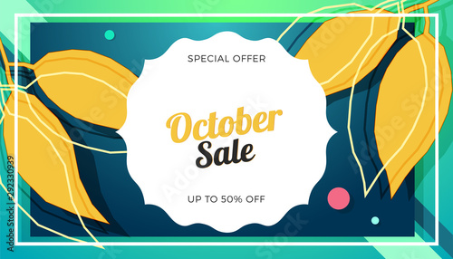 October sale banner colorful design. Vector illustration template