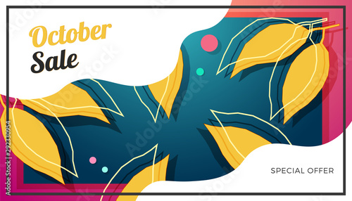 October sale banner colorful design. Vector illustration template