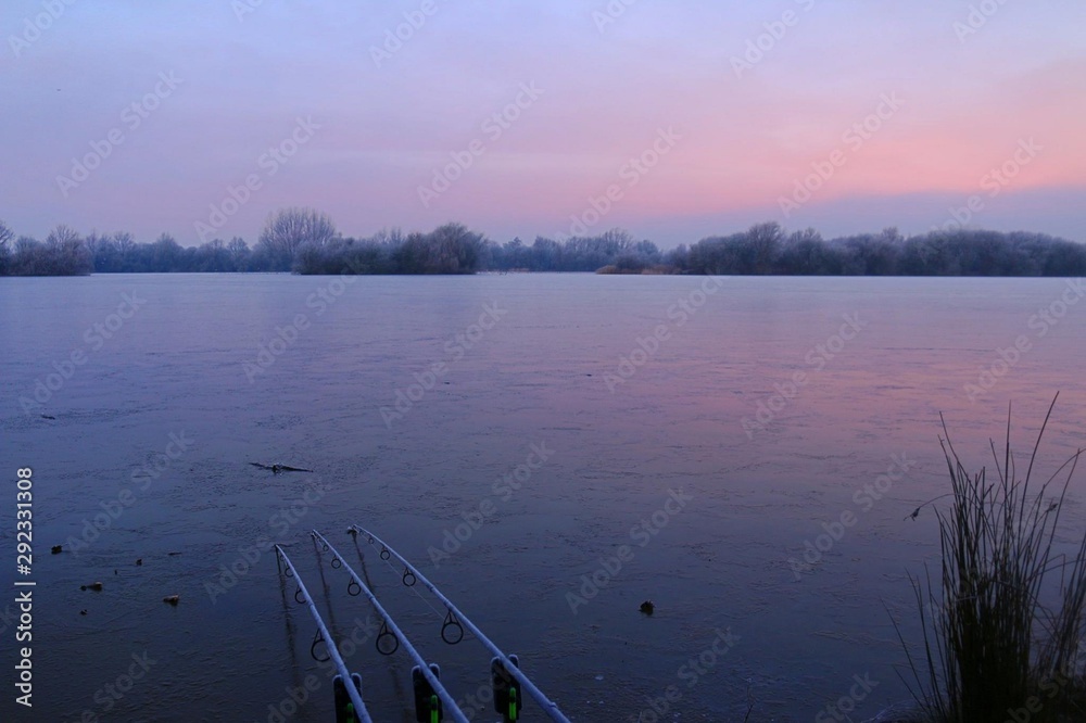 Winter sunset on the lake