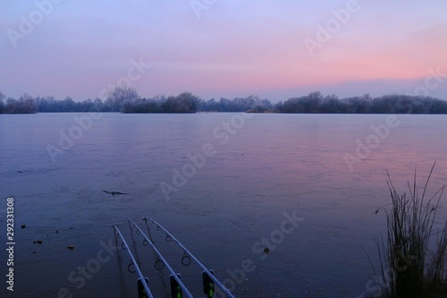 Winter sunset on the lake