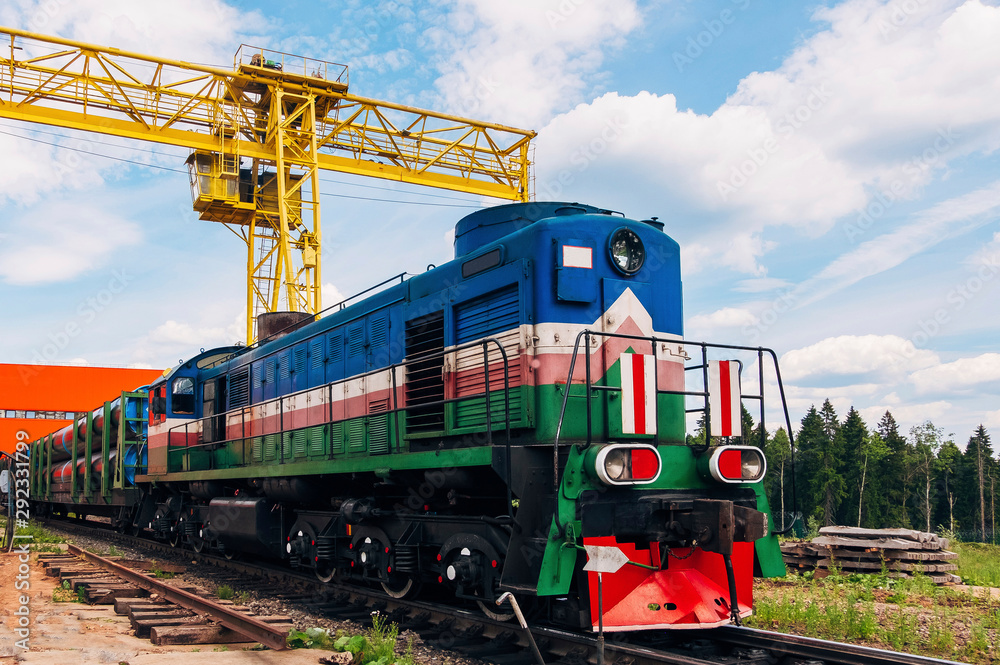 Freight train with finished product are leaving from factory warehouse Freight train with finished product are leaving from factory warehouse