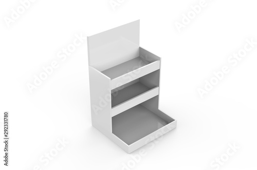 Display cardboard counter shelf holder box  POS POI blank empty mock Up template on isolated white background  3d illustration