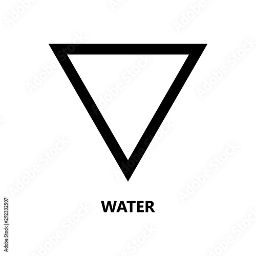 Symbol of nature element, icon. Water. Black triangular sign. Vector illustration on white background.